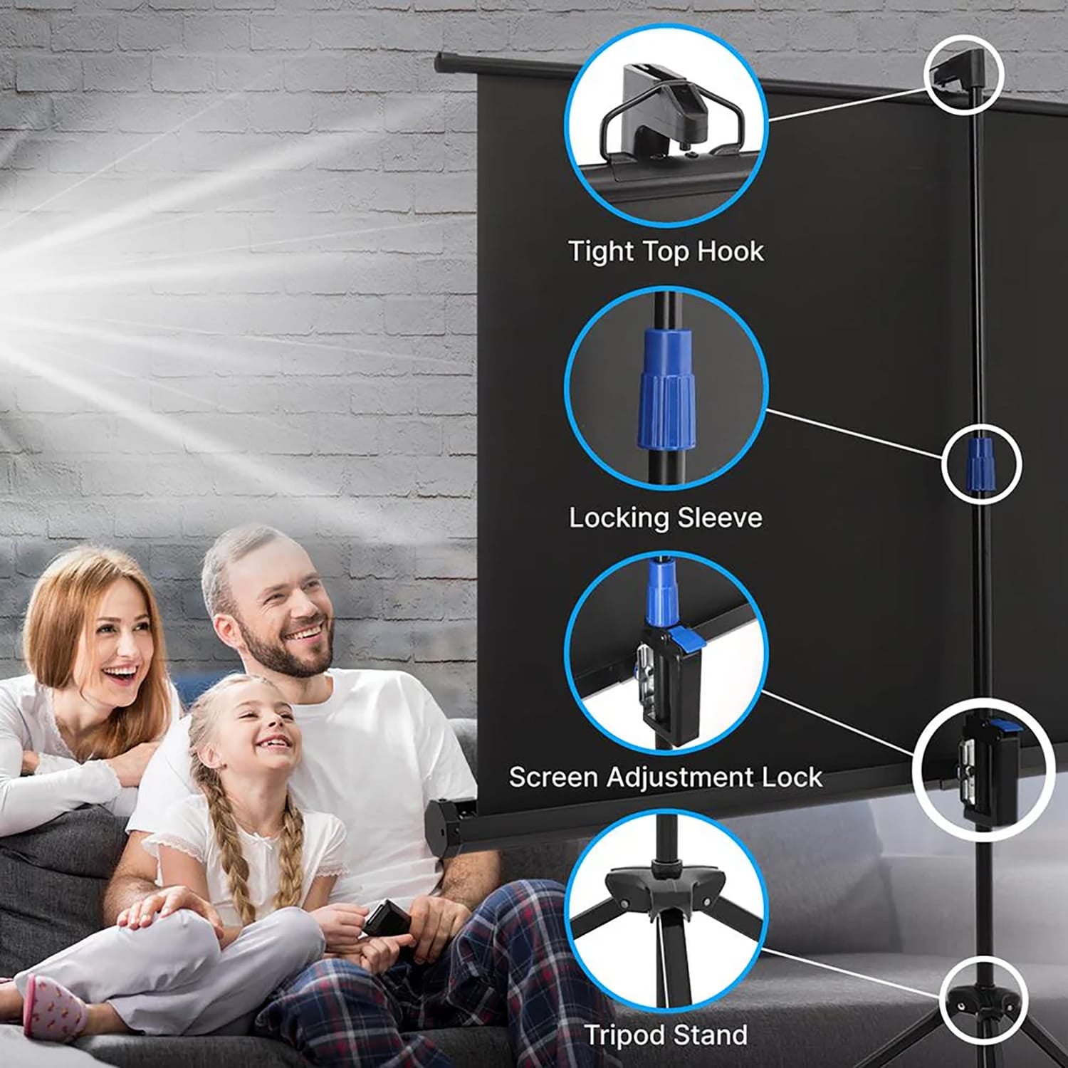 Pyle 60-In. Universal Floor-Standing Roll-up Projector Screen with Tripod Stand and Carrying Case