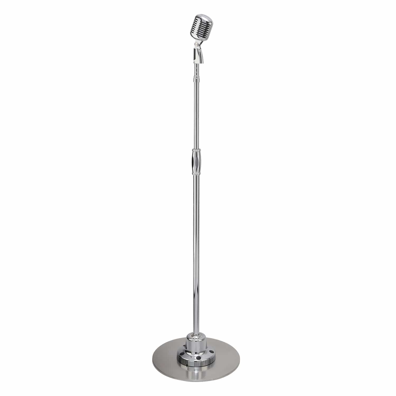 Pyle Wired Classic Retro Vintage-Style Detachable Unidirectional Microphone with Telescoping and Pivoting Stand, Silver Finish