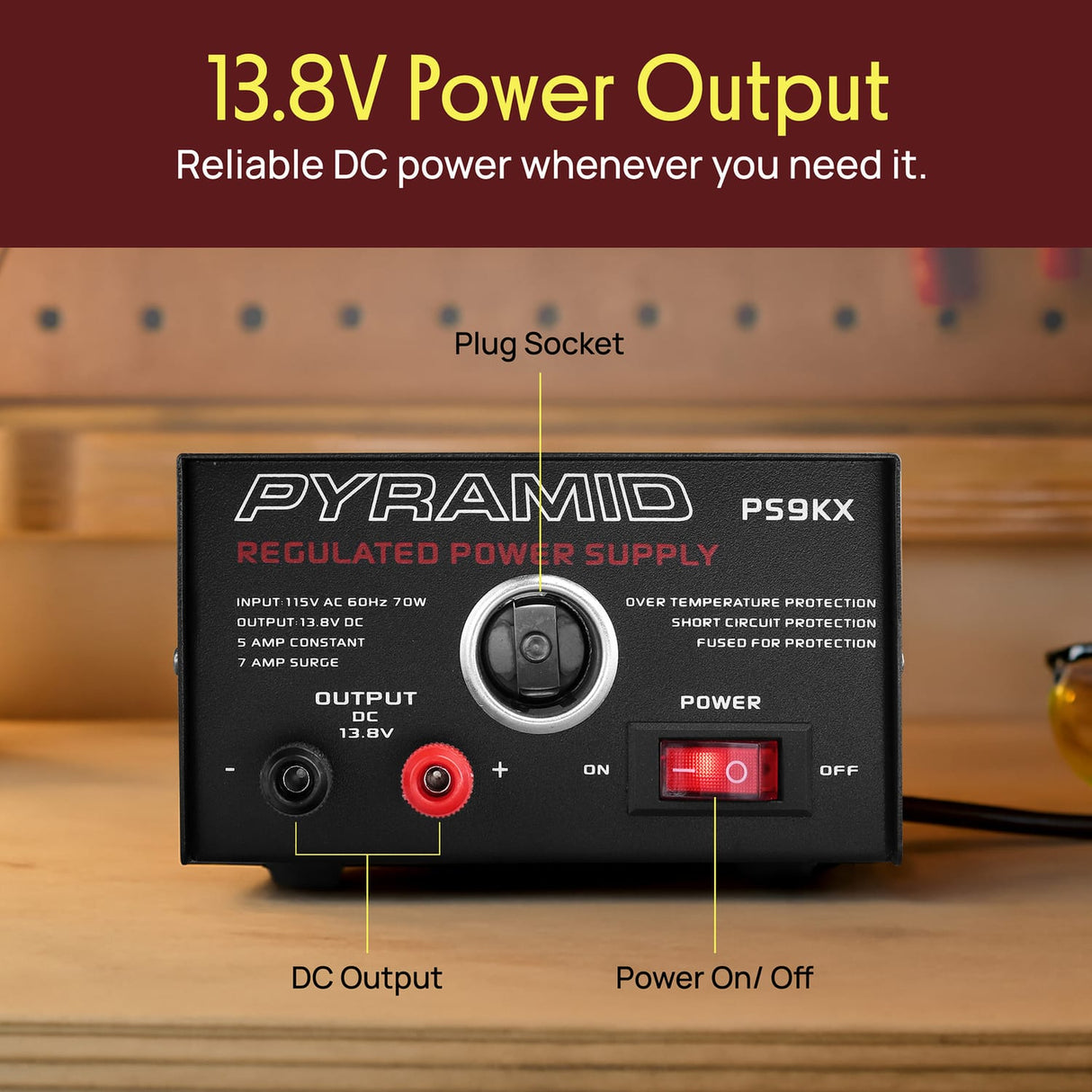 Pyramid Car Audio Gold Series 70-Watt-Input 5-Amp-Constant Bench Power Supply