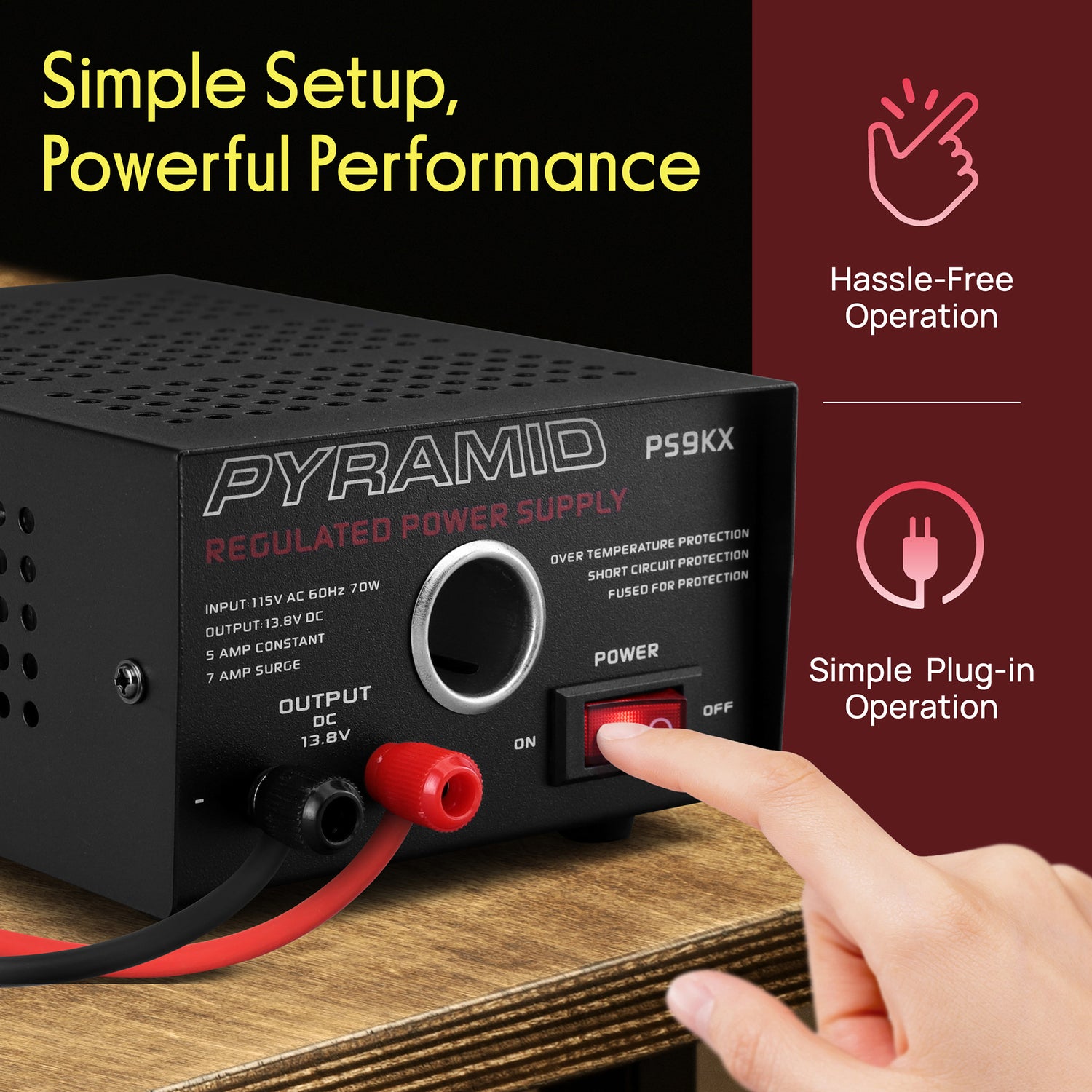 Pyramid Car Audio Gold Series 70-Watt-Input 5-Amp-Constant Bench Power Supply