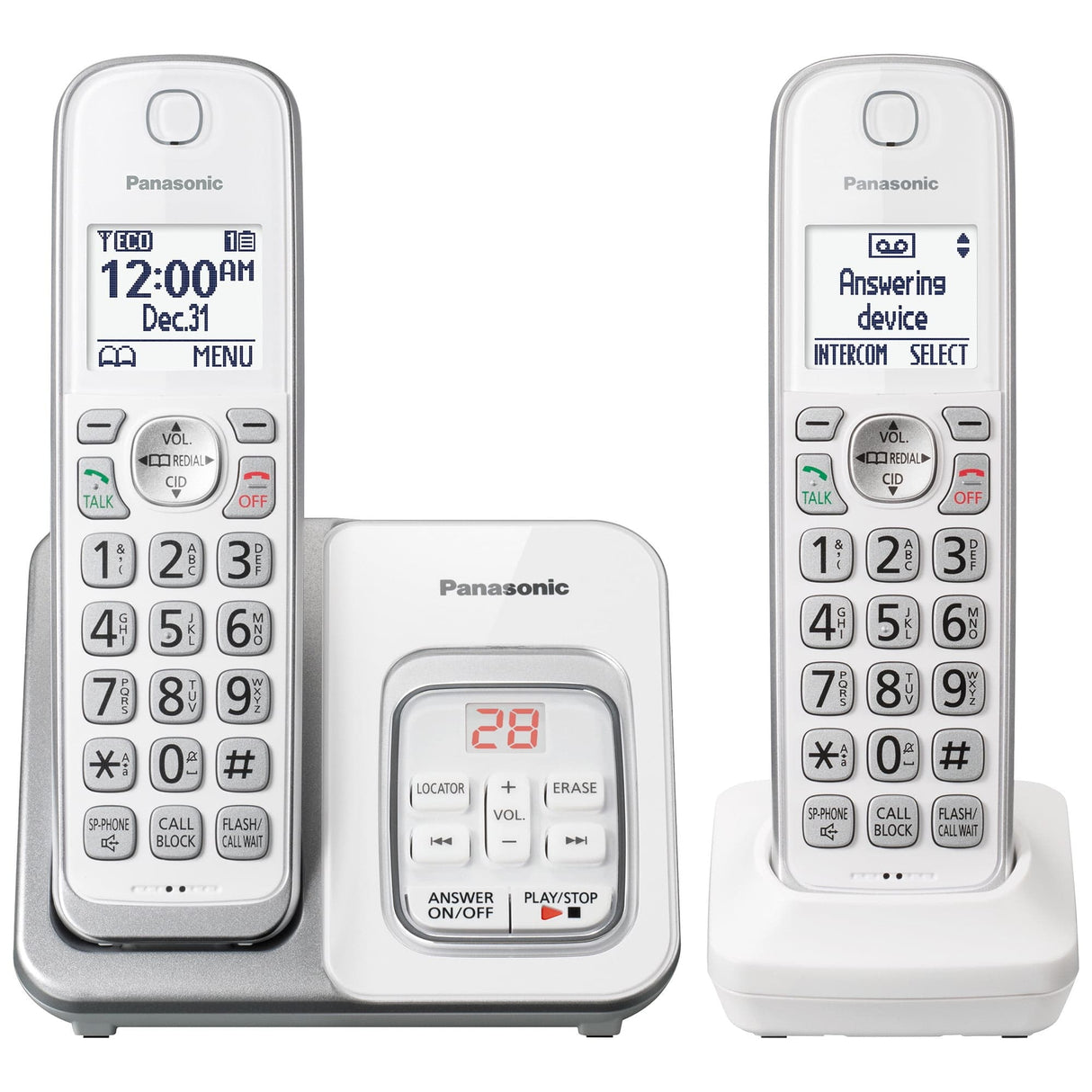 Panasonic Cordless Phone, Call Block & Answering Machine, 2 Handsets - Certified Refurbished
