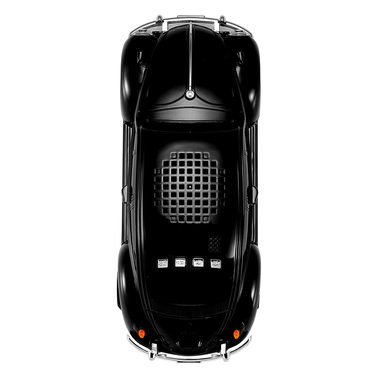 QFX BT-1960 Retro Car Portable Bluetooth Speaker with Speakerphone, True Wireless, FM Radio, and LED Party Lights, Black