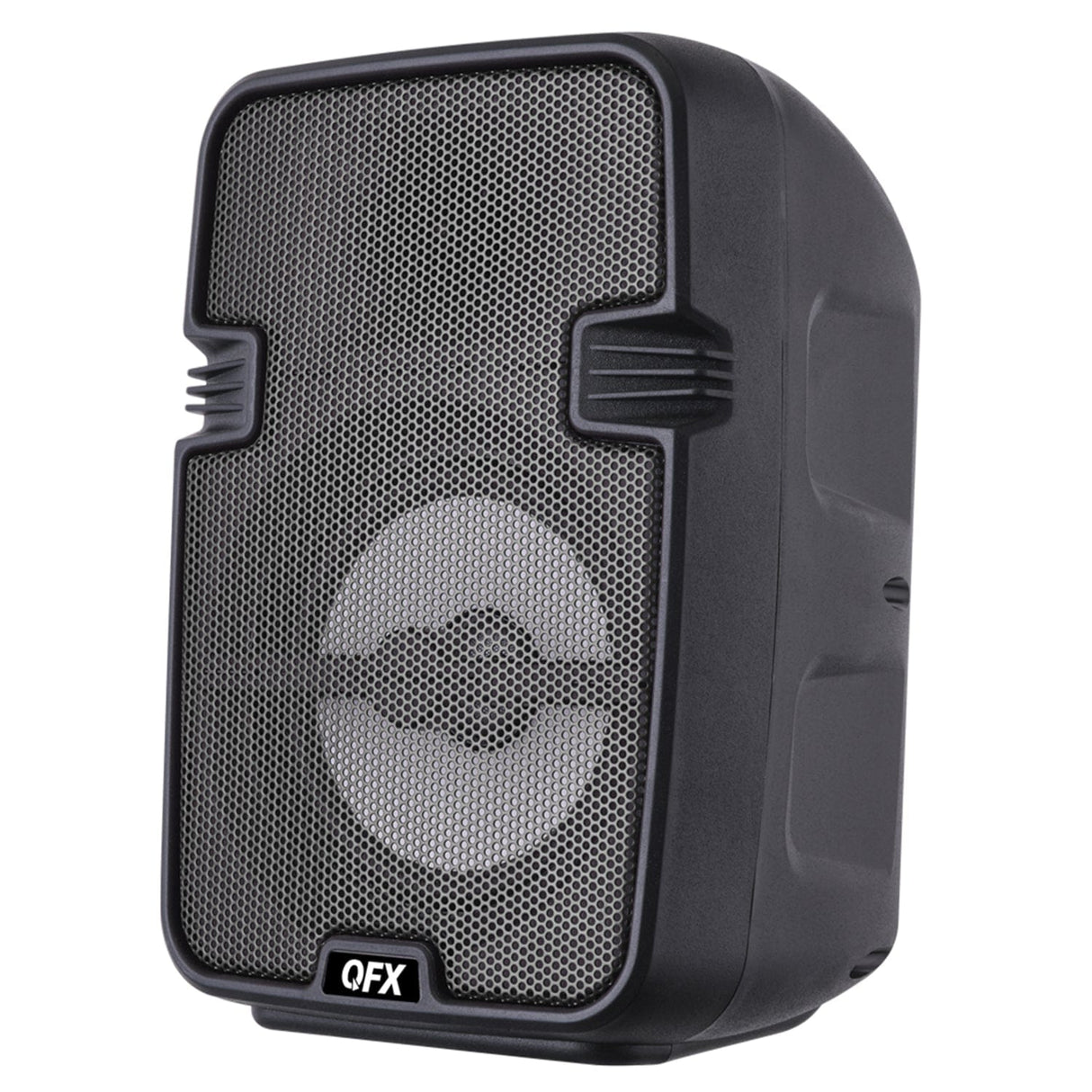 QFX Portable Bluetooth Speaker with LED Party Lights, FM Radio, and Microphone Input, True Wireless, BT-60, Charcoal