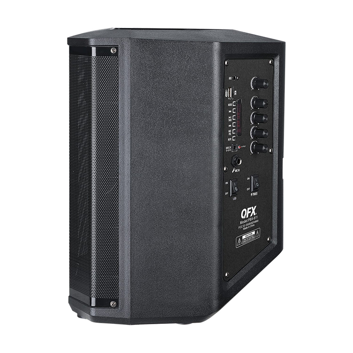QFX 25-Watt-RMS Portable Bluetooth Rechargeable PBX-811 Party Speaker with 8-In. Woofer, Lights, TWS, USB/MicroSD/Aux/Mic Inputs, 3 Mics, Remote