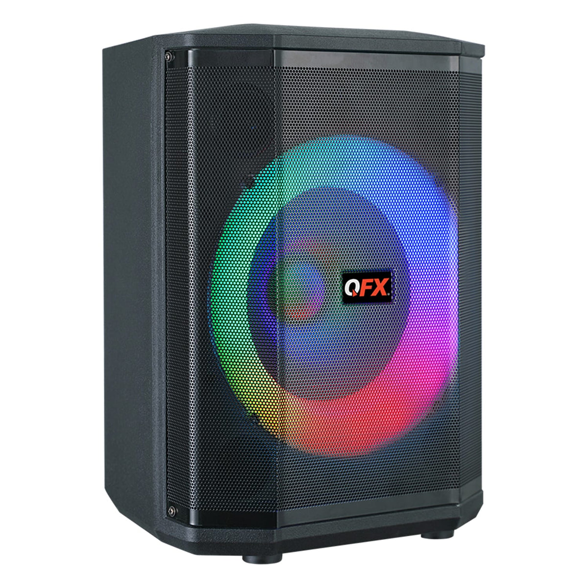 QFX 25-Watt-RMS Portable Bluetooth Rechargeable PBX-811 Party Speaker with 8-In. Woofer, Lights, TWS, USB/MicroSD/Aux/Mic Inputs, 3 Mics, Remote