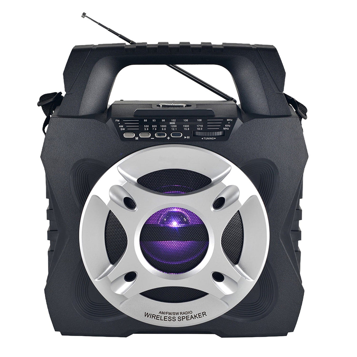 QFX Retro Jukebox-Style Portable AM/FM/Shortwave Radio with Bluetooth, Flashlight, and Solar Panel, Black, R-45
