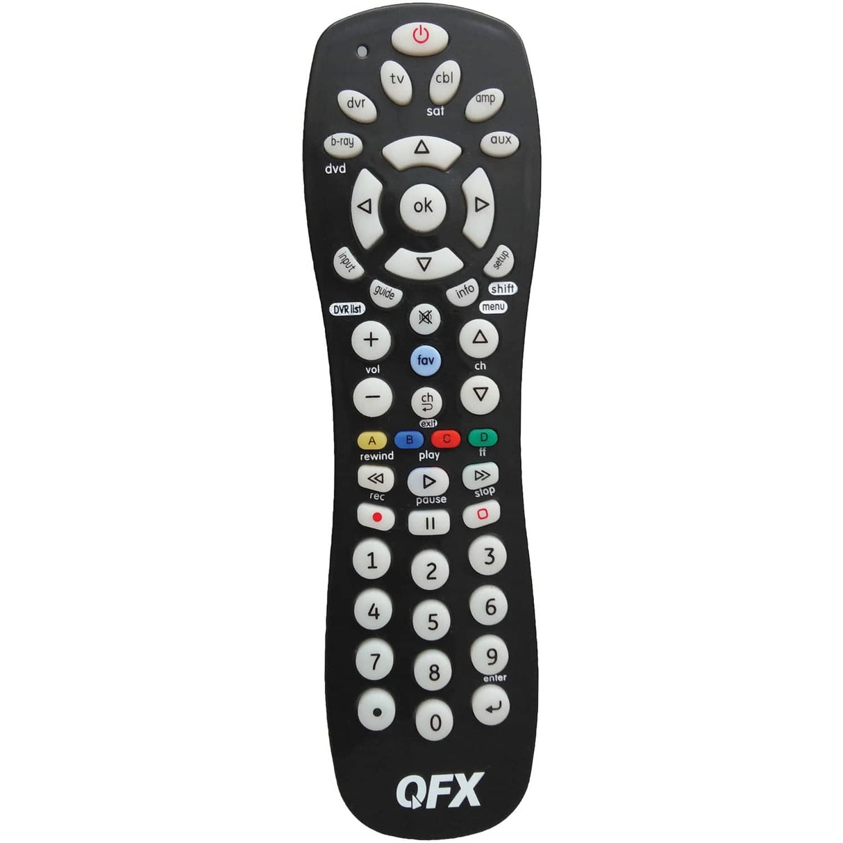 QFX 6-Device Universal Remote with Glow-in-the-Dark Buttons, Black