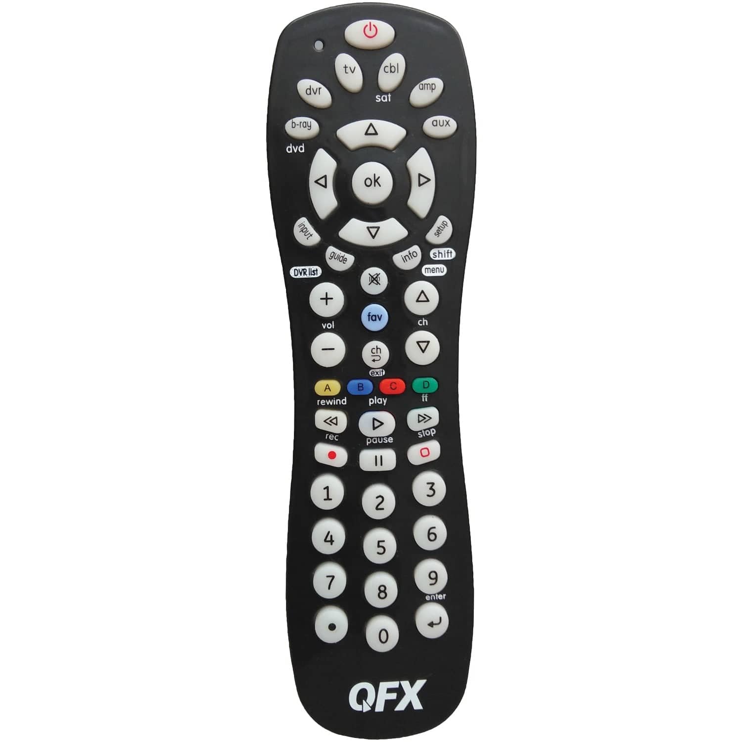 QFX 6-Device Universal Remote with Glow-in-the-Dark Buttons, Black