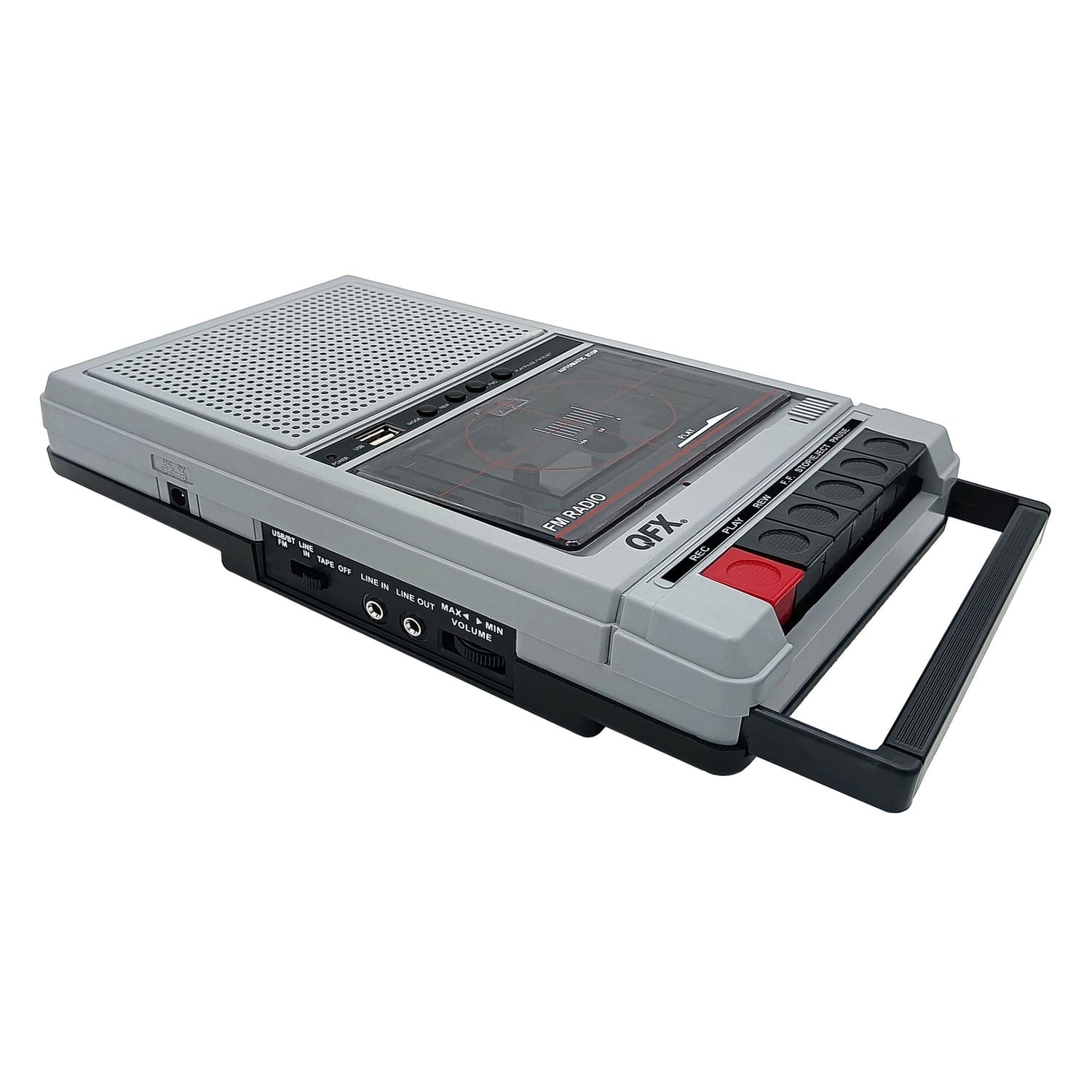 QFX Retro-40 Shoebox-Style Cassette Tape Player/Recorder with Bluetooth and USB Playback