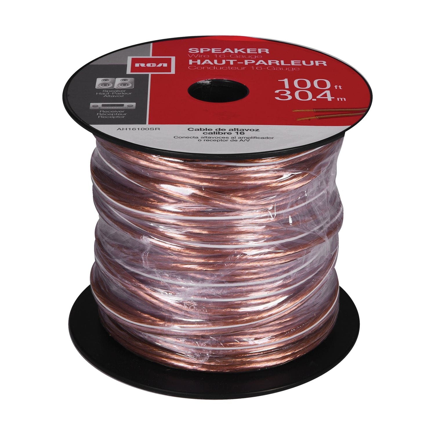 RCA 16-Gauge Speaker Wire, Clear, 100 Ft.