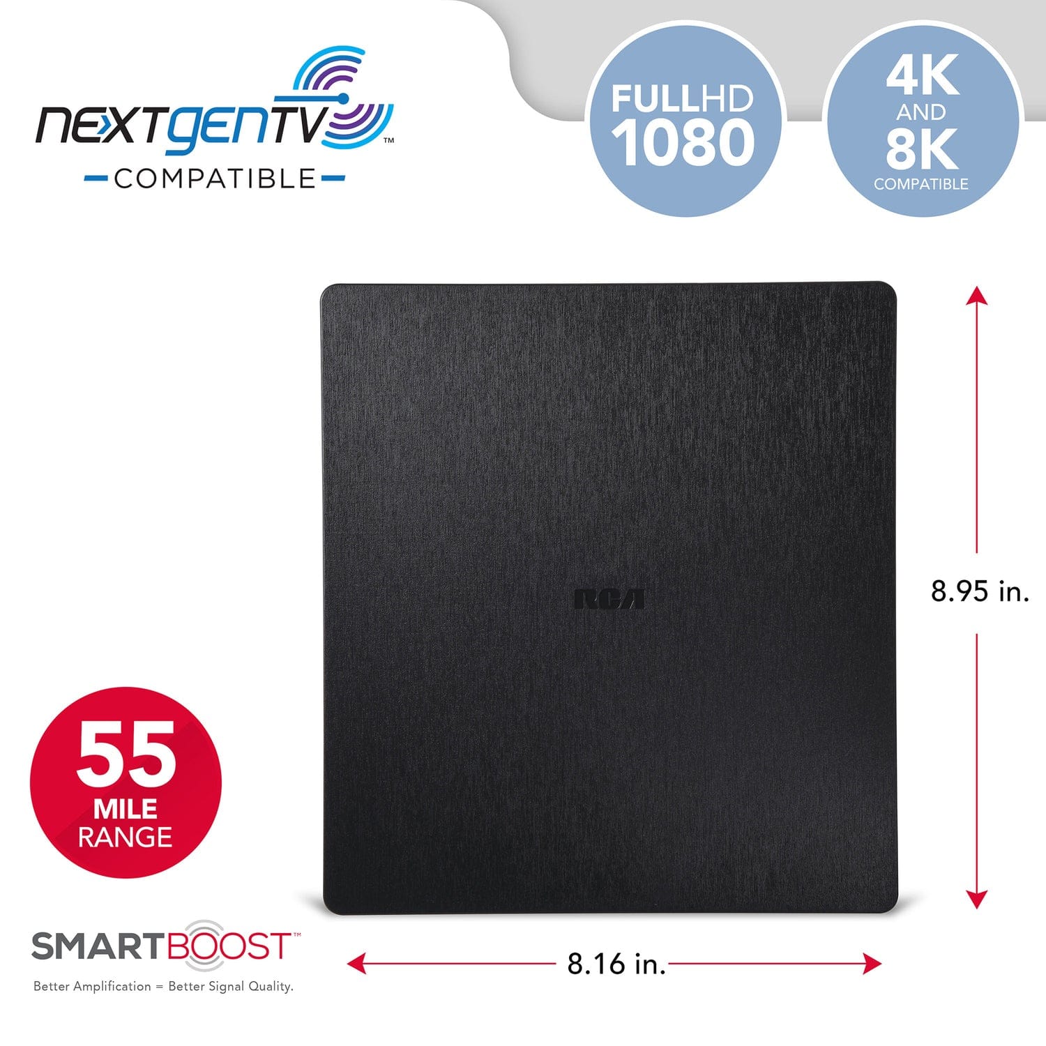 RCA Amplified Indoor Flat Multi-Directional HDTV Antenna