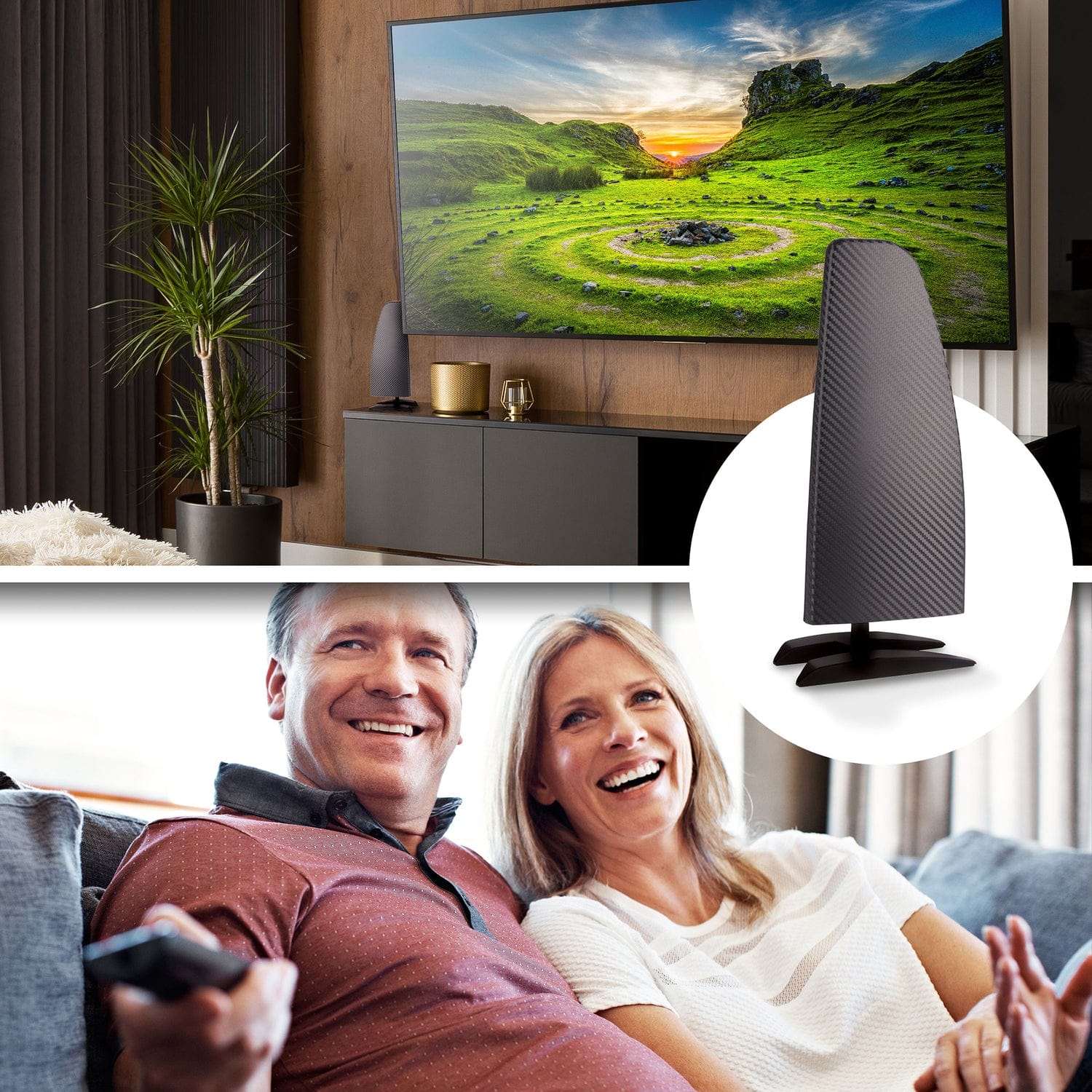 RCA Standing Amplified Indoor HDTV Multi-Directional Antenna with up to 55-Mile Range