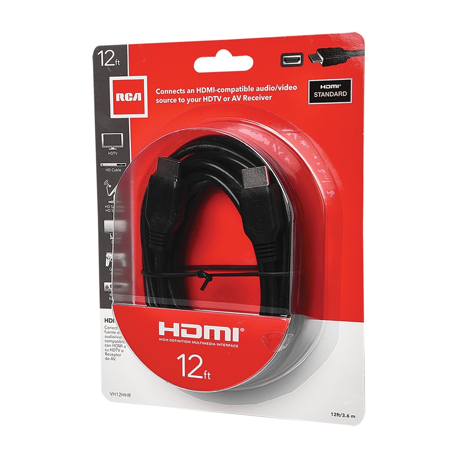 RCA HDMI Cable, Black, 12 Ft.