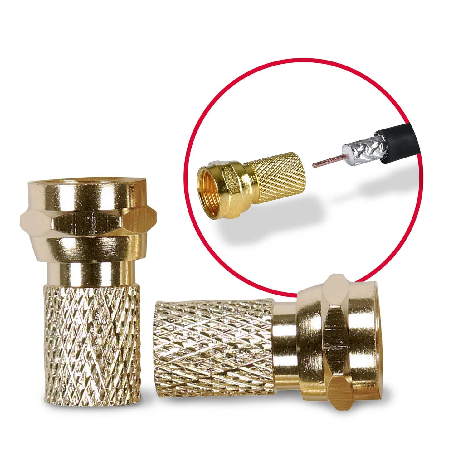 RCA VH5910R Gold-Plated RG Twist-on F-Connectors, 10 Count