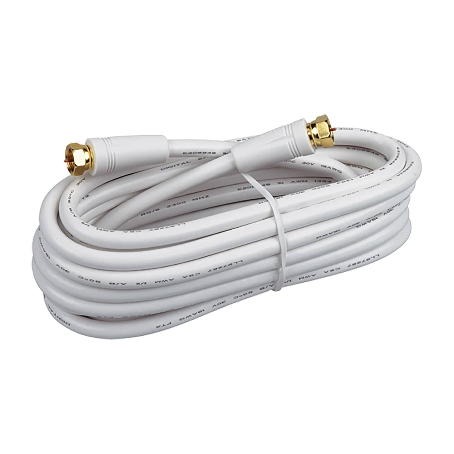 RCA RG6 Coaxial Cable with F-Connectors, 12 Ft., White