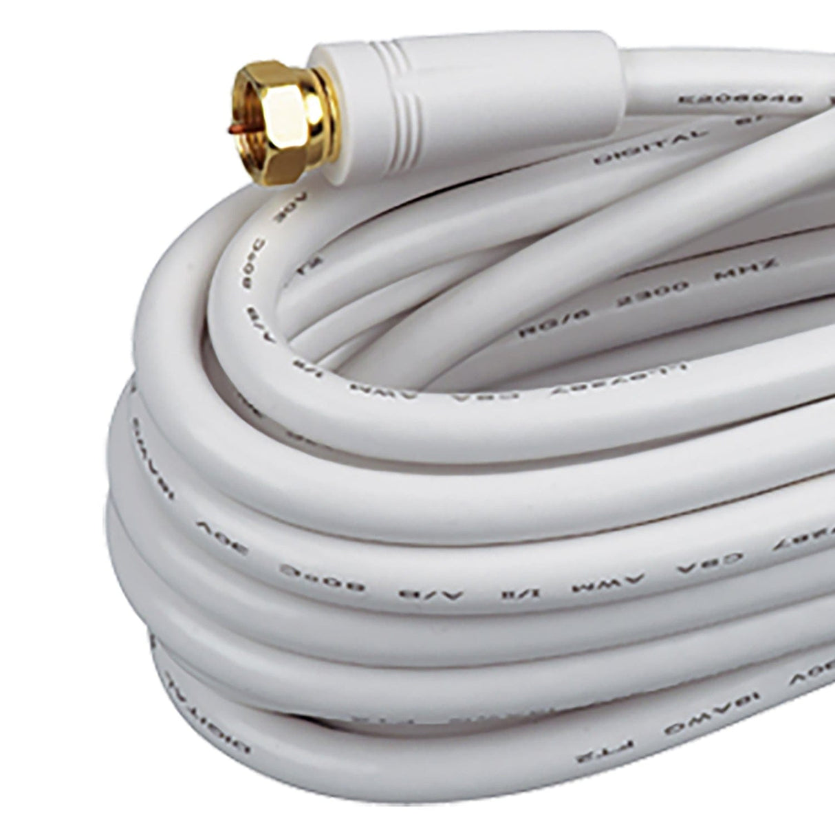 RCA RG6 Coaxial Cable with F-Connectors, 12 Ft., White