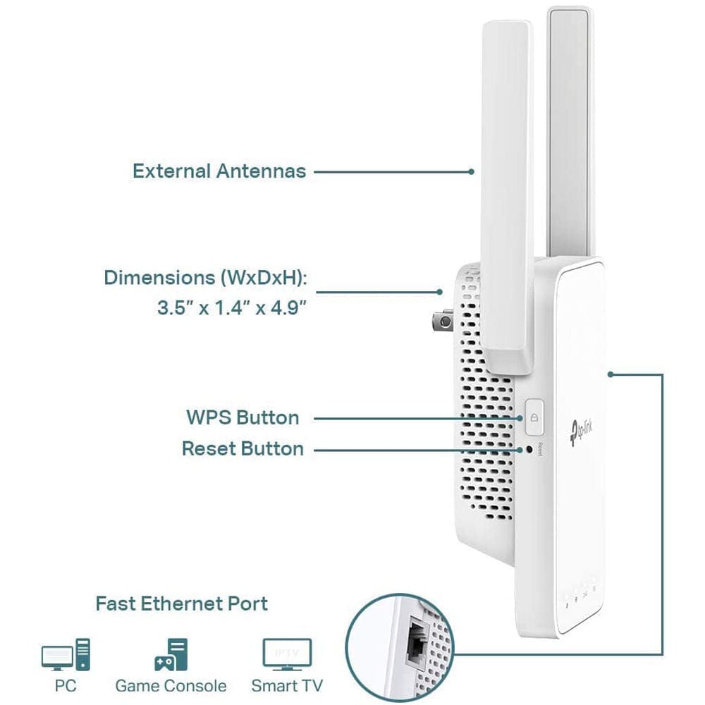 TP-Link RE315 AC1200 Dual-Band Wireless Mesh Wi-Fi Range Extender - Certified Refurbished