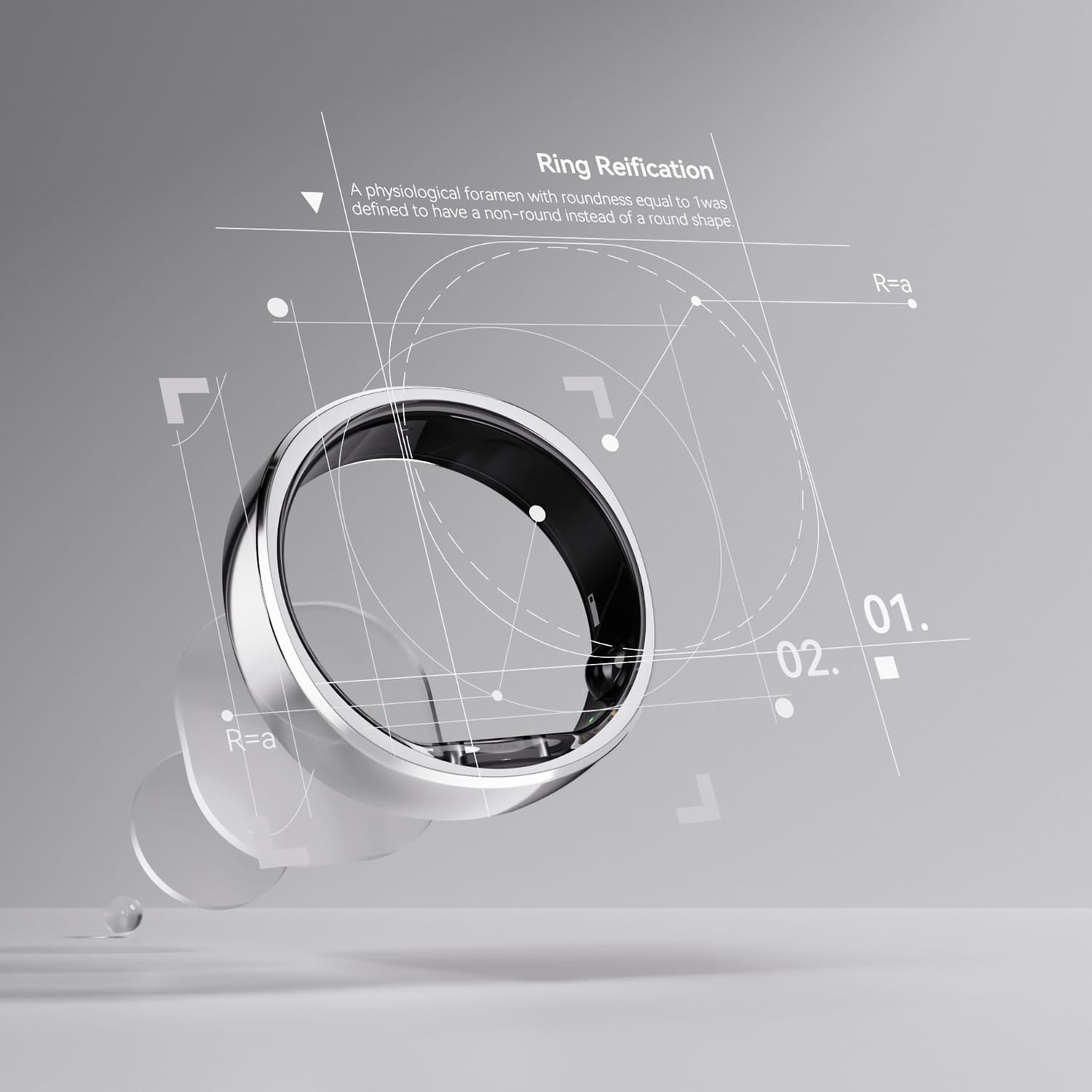RingConn Gen 2 Ultra-Thin Smart Ring with Sleep Apnea Monitoring and Health Tracking, Size 7, Future Silver