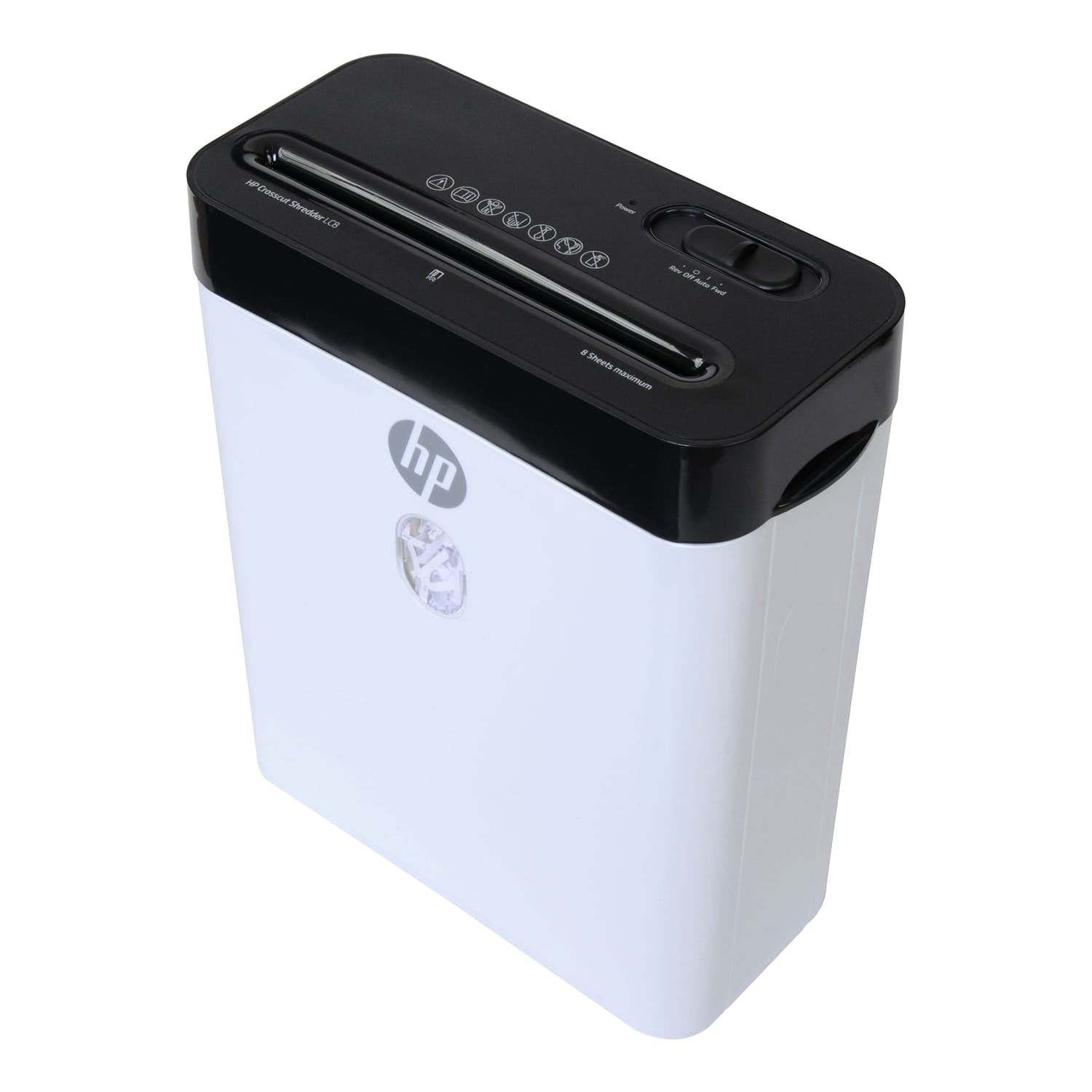 HP LC8 8-Sheet Crosscut Manual-Feed Paper Shredder with Basket, White, 91011B