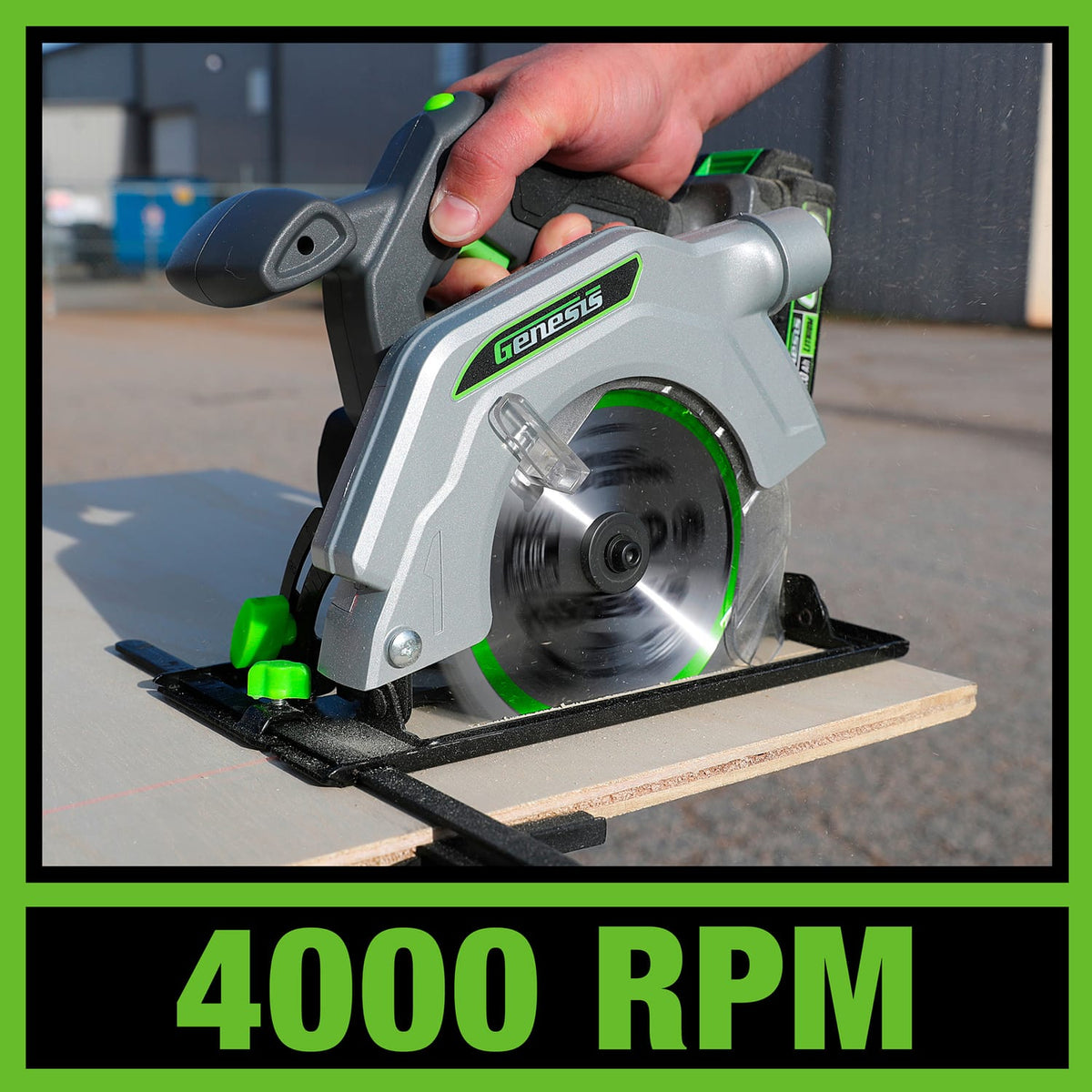 Genesis G20Max 20-Volt Cordless 6-1/2 In. Circular Saw with Laser, Blade, Work Light, Spindle Lock, 2.0-Ah Battery, and Charger