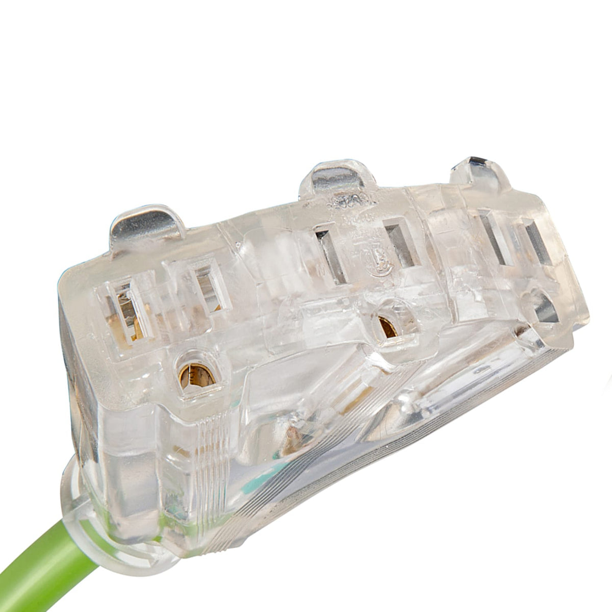 PowerSmith Lighted 3-Outlet 15-Amp 3-Prong Grounded Heavy-Duty Rubber-Jacket Indoor Outdoor Tri-Tap Extension Cord, 2 Ft. 12-Gauge with Straight Plug