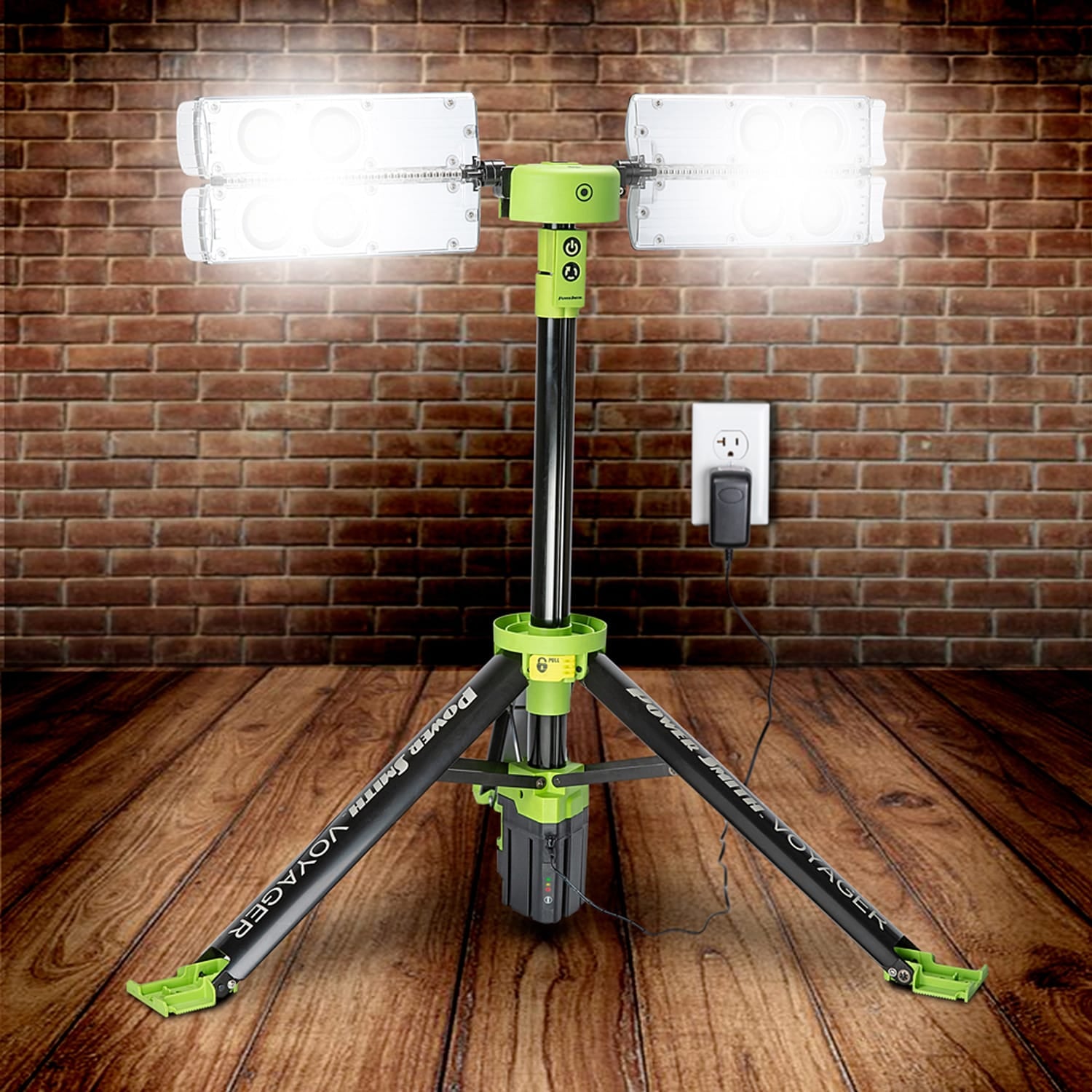 PowerSmith Voyager 8000-Lumen LED 4-Light Tripod-Mounted Rechargeable Portable Work Light