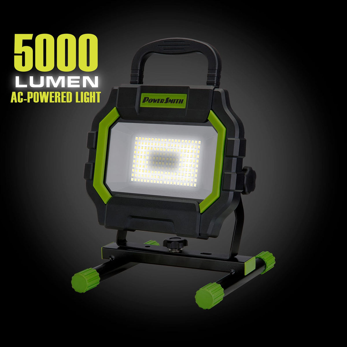 PowerSmith LED 5000/1000-Lumen Hybrid AC/DC Work Light with Impact-Resistant Glass Lens, Sealed Switch, Indoor/Outdoor, 5-Ft. Extension Cord