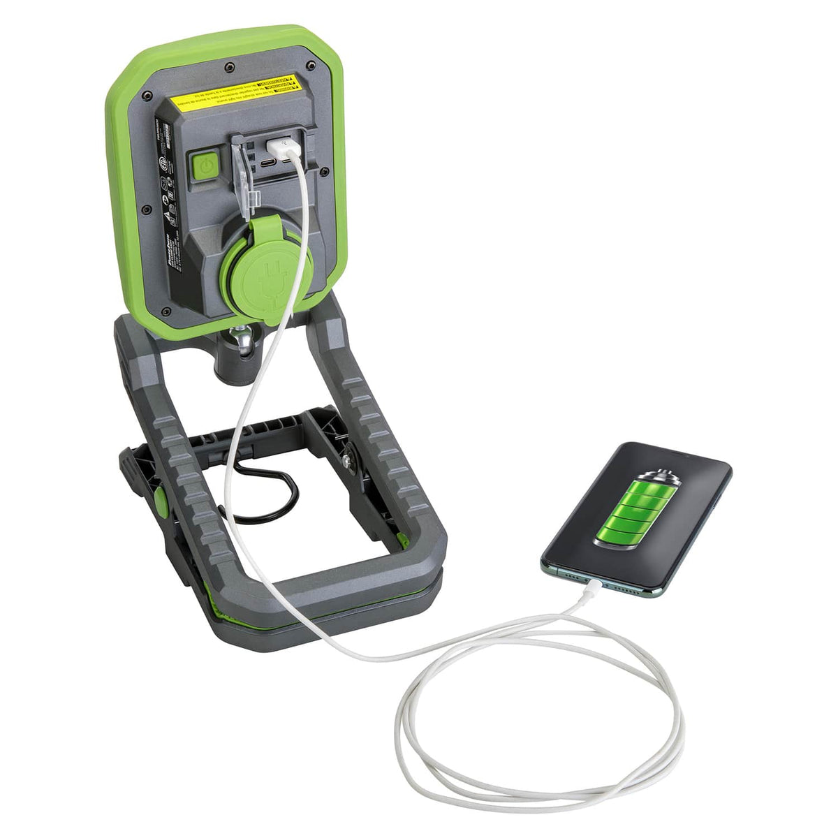 PowerSmith LED 3000-Lumen Dual-Power Clamp Light with Magnetic Base, Swiveling Head, High-Capacity Battery, 3 Brightness Settings, Indoor/Outdoor