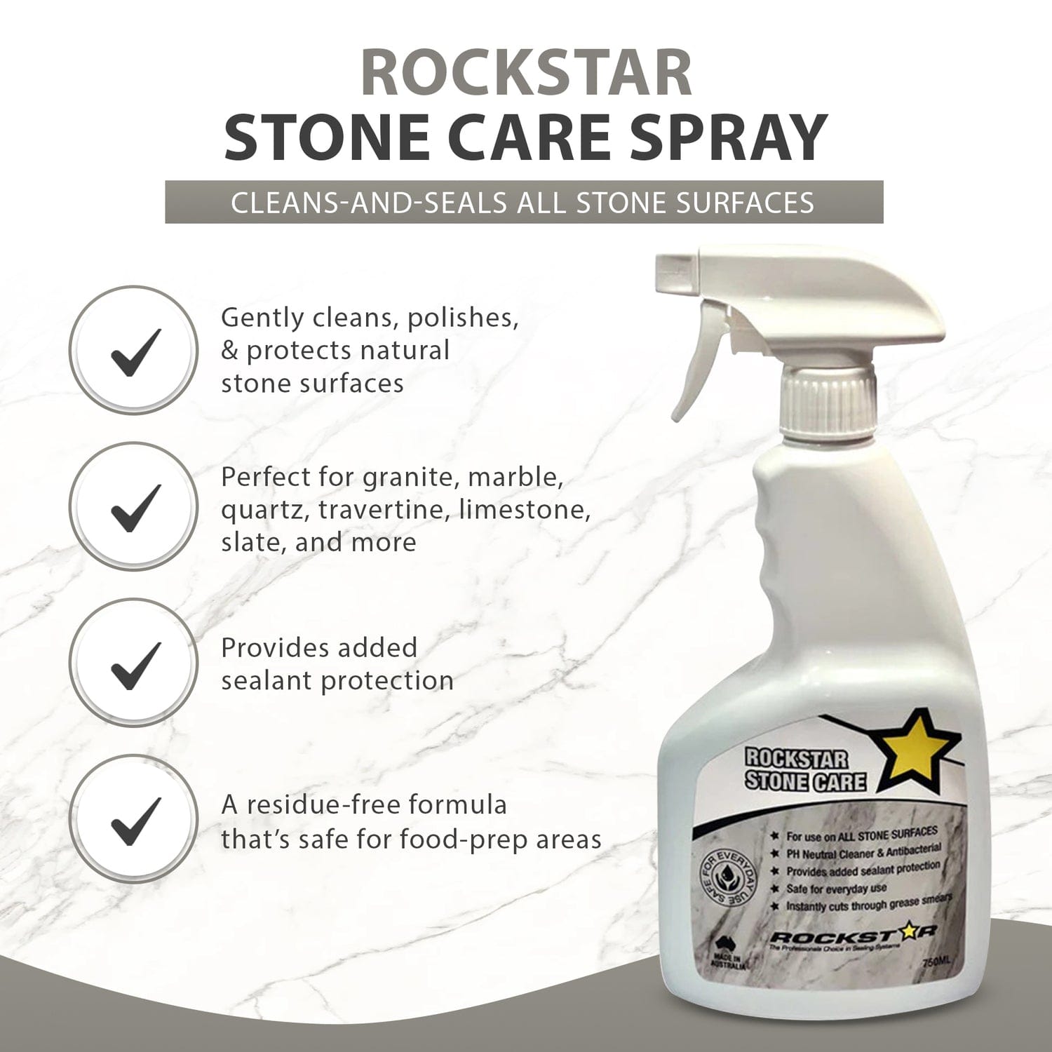 Rockstar Stone Care Spray, 750 mL Spray Bottle