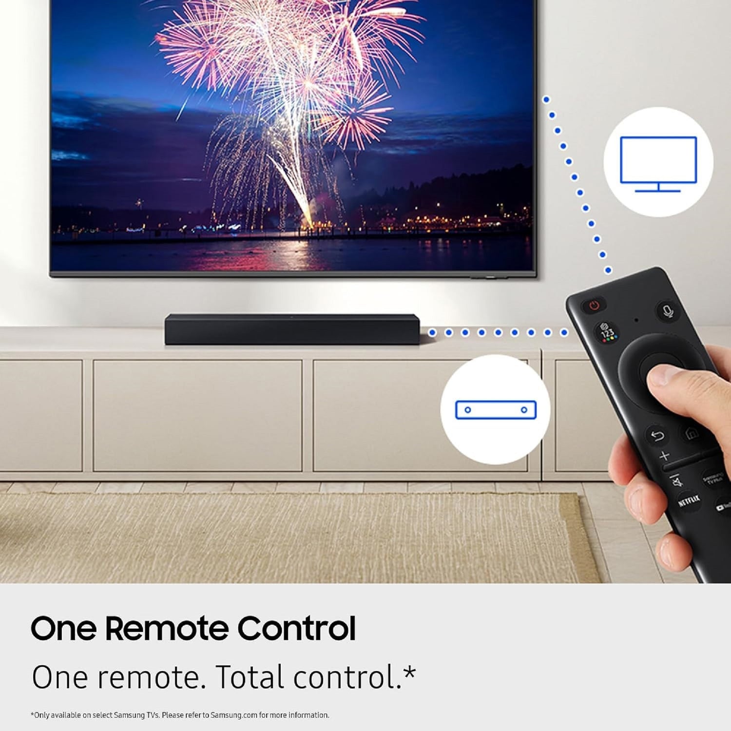 Samsung 2.0-Channel 40-Watt 25.23-In. Sound Bar with Built-in Subwoofer, Surround Sound Expansion, HDMI, Remote, Bluetooth TV Pairing, HW-B400F