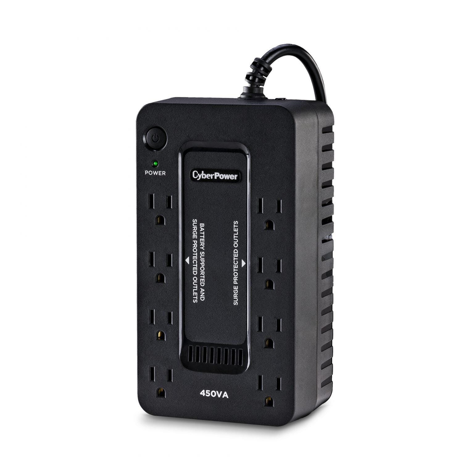 CyberPower 450VA/260W Battery Backup UPS System with 8 Outlets, Black - Certified Refurbished