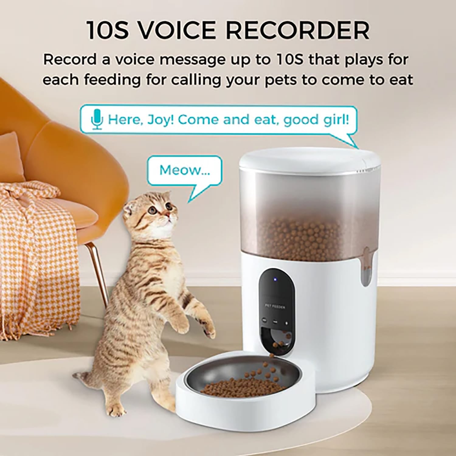 eco4life Wi-Fi 5.45-Qt. Smart Dry-Food Pet Feeder with Stainless Steel Bowl, SC-PF200