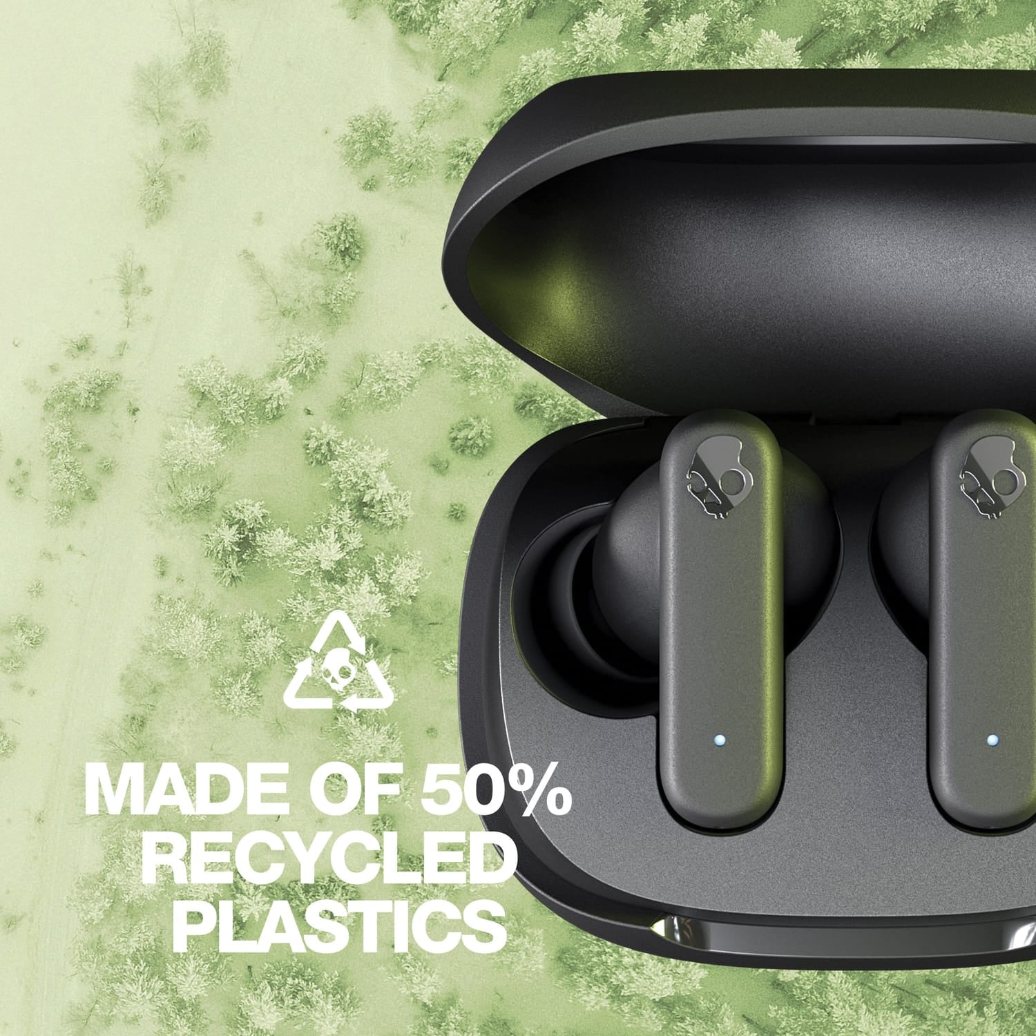 Skullcandy Smokin’ Buds TWS Bluetooth In-Ear Earbuds with Mic and Charging Case, up to 20 Hours of Play Time, IPX4 Sweat-Resistant, True Black