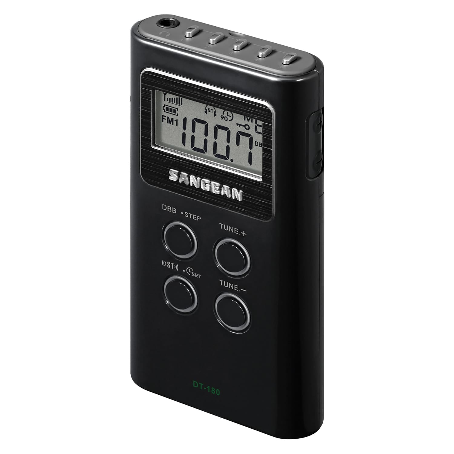 Sangean Portable Pocket AM/FM Digital Clock Radio, Black