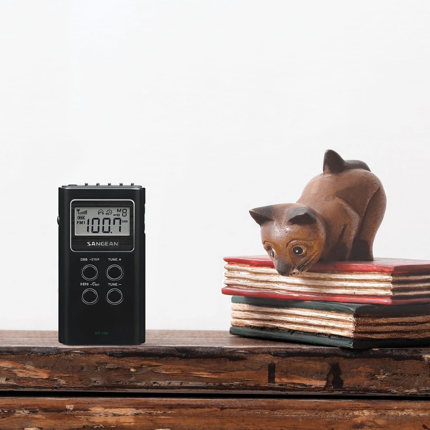 Sangean Portable Pocket AM/FM Digital Clock Radio, Black