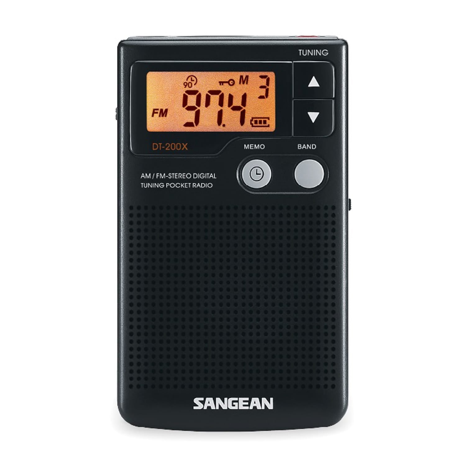 Sangean AM/FM Digital Pocket Radio with Earbuds, Black, DT-200X