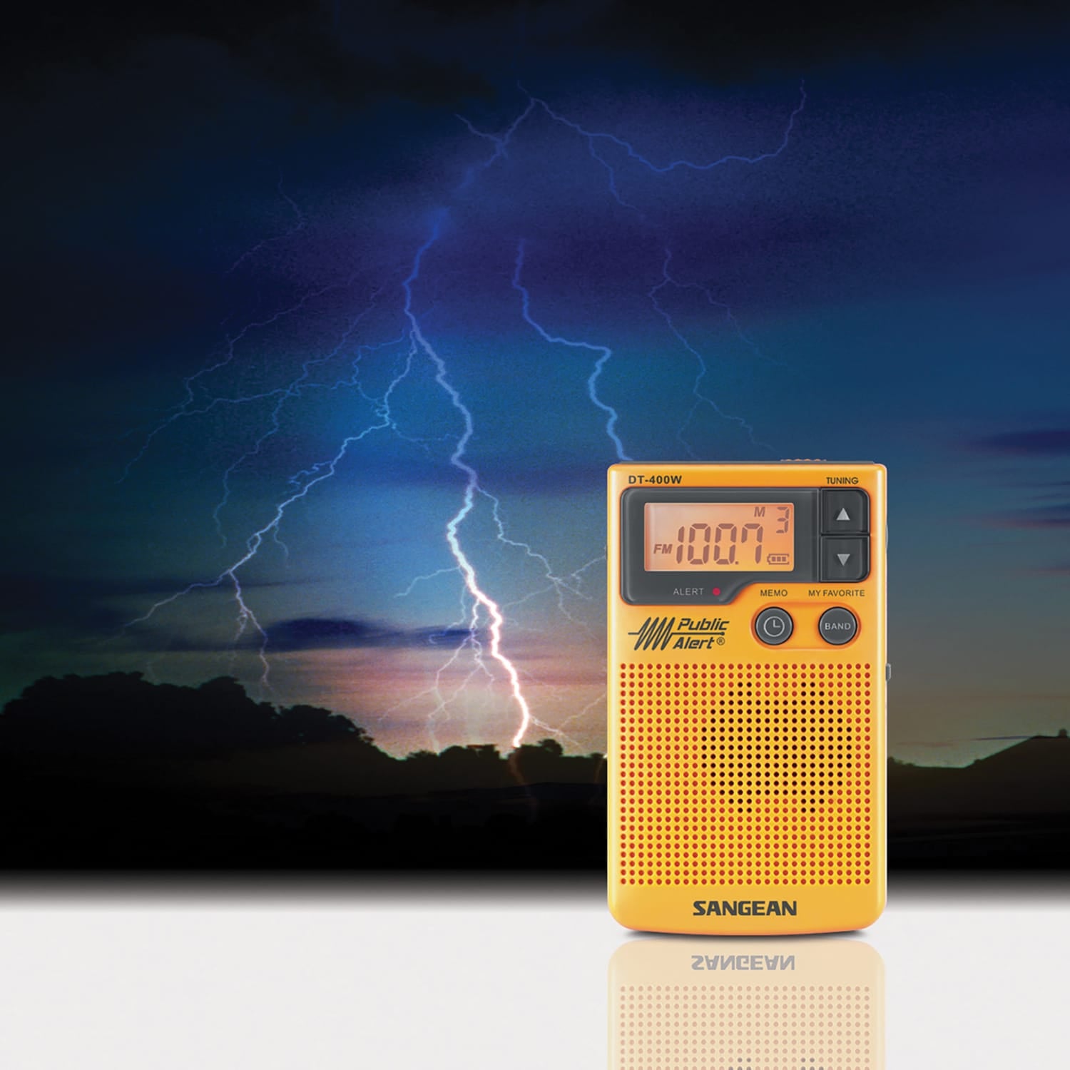 Sangean DT-400W Portable AM/FM Pocket Digital Clock Radio with Weather Alert