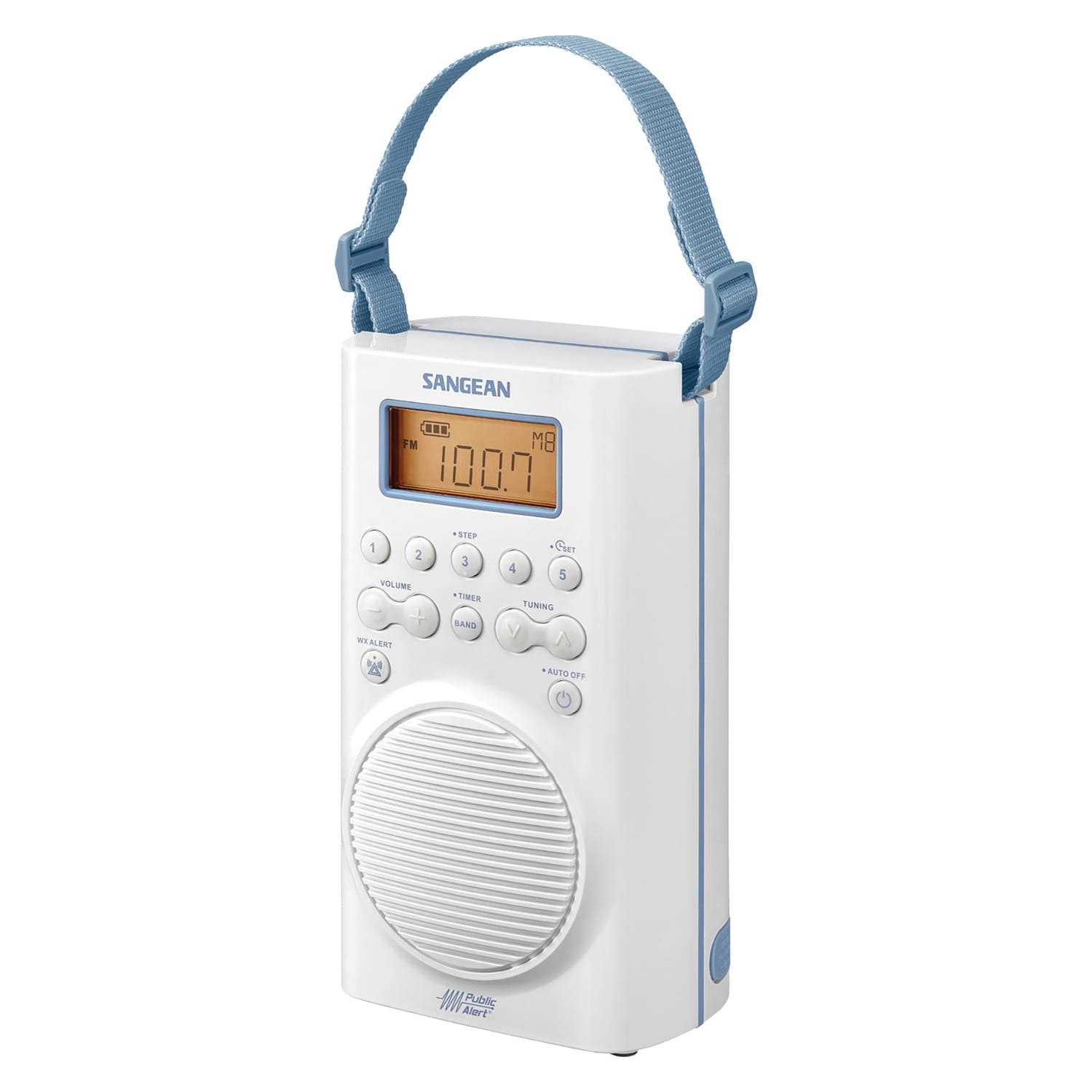 Sangean H205 Portable 3-Band AM/FM/Weather-Alert Waterproof Shower Clock Radio