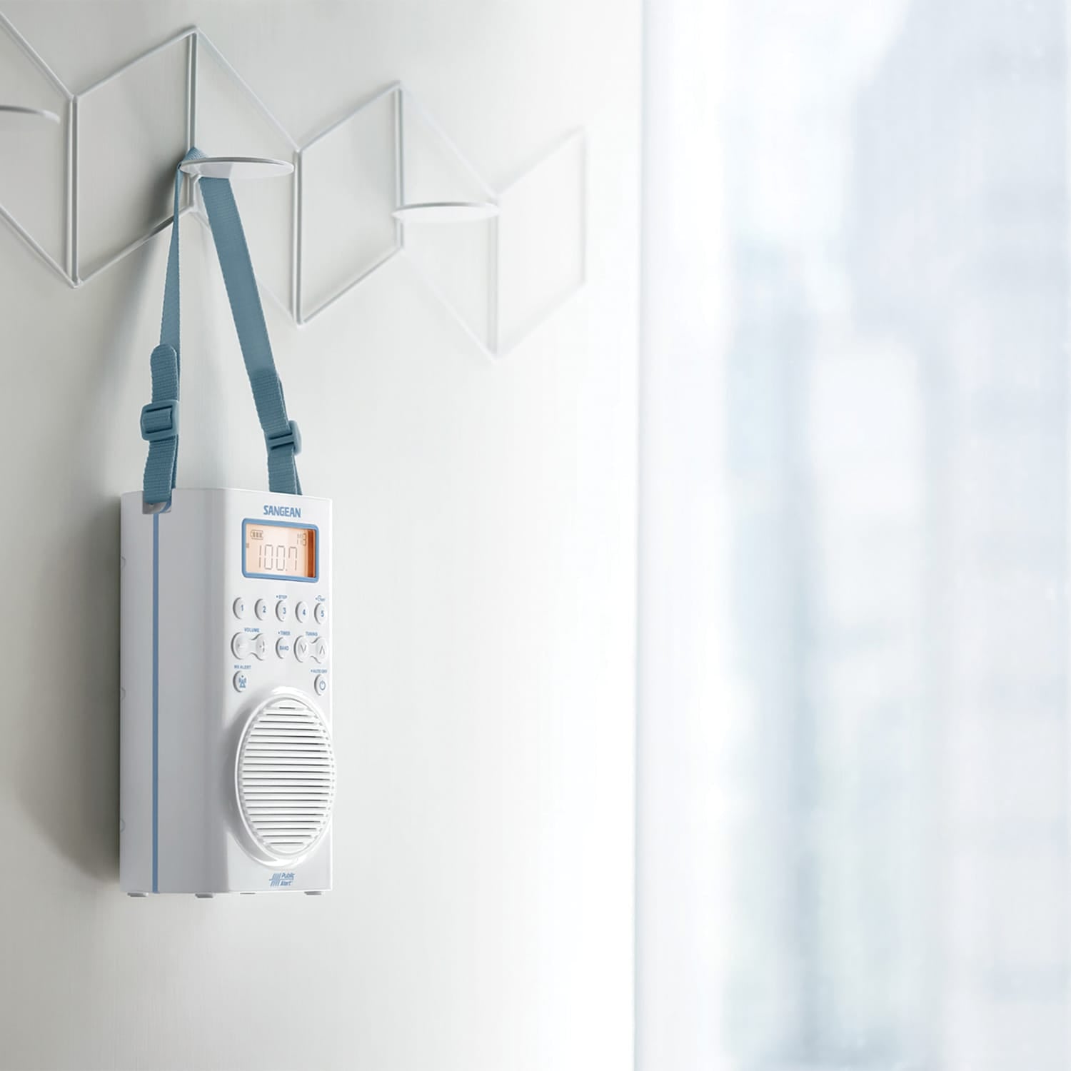 Sangean H205 Portable 3-Band AM/FM/Weather-Alert Waterproof Shower Clock Radio