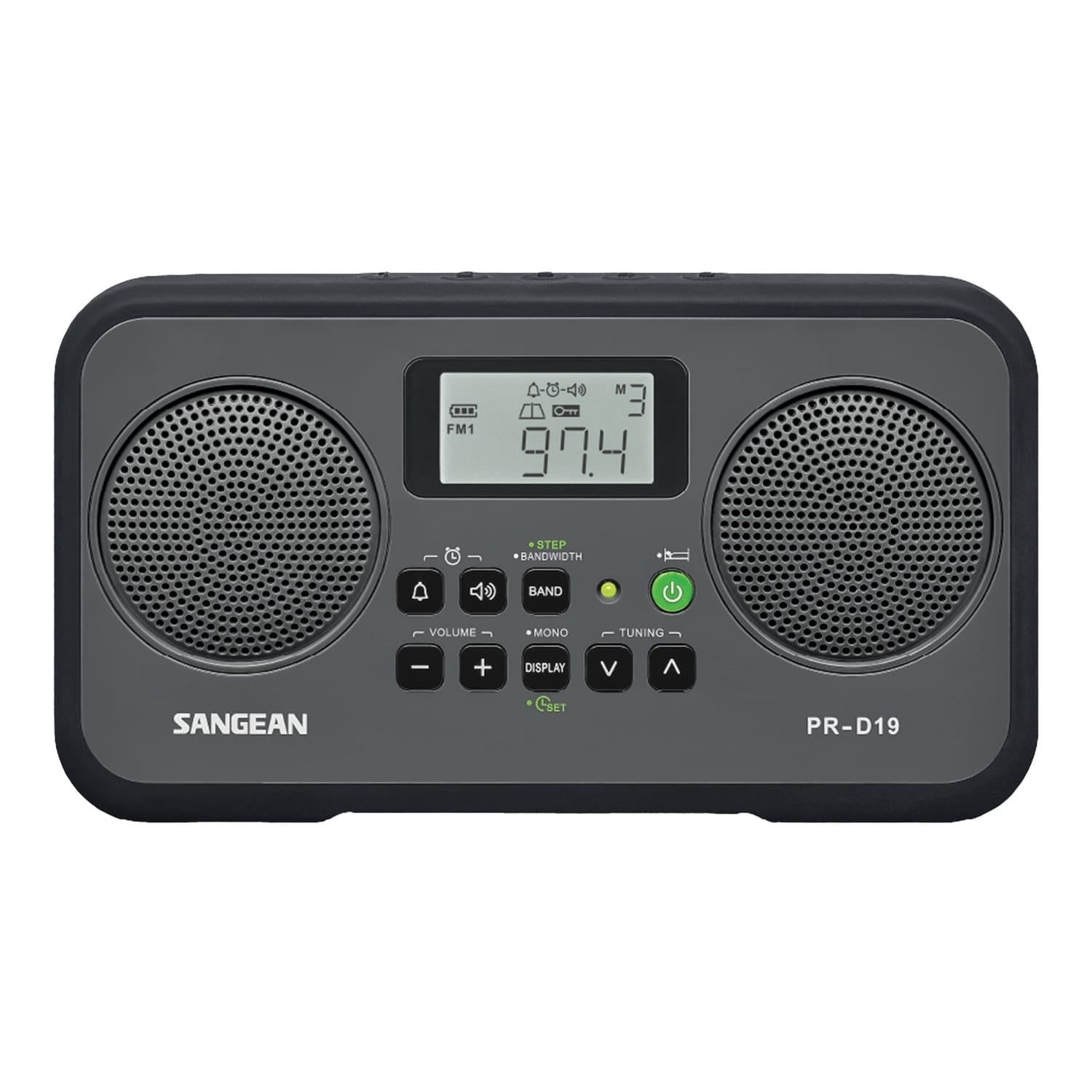 Sangean AM/FM Stereo Digital Tuning Portable Radio, PR-D19, Gray with Black Protective Bumper