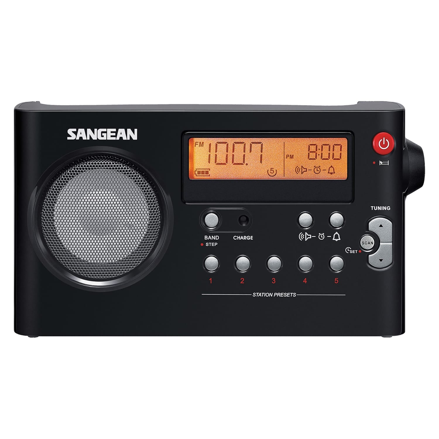 Sangean PR-D7 Portable AM/FM Rechargeable Compact Digital-Tuning Radio, Black