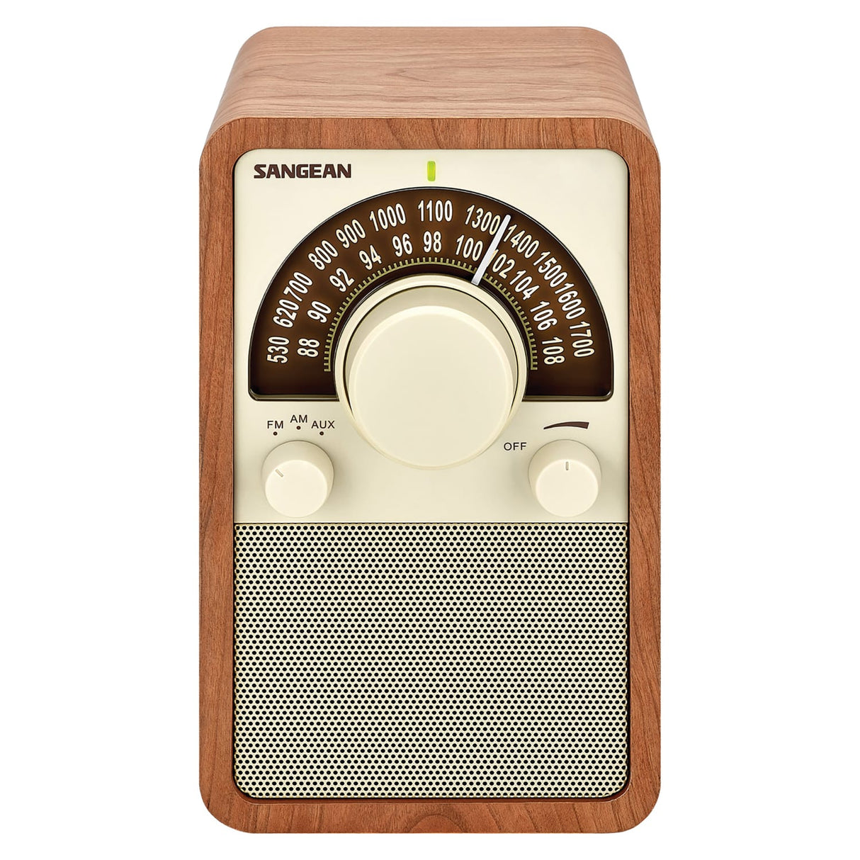 Sangean WR-15 Tabletop Retro Wooden Cabinet AM/FM Analog Radio Receiver, Walnut