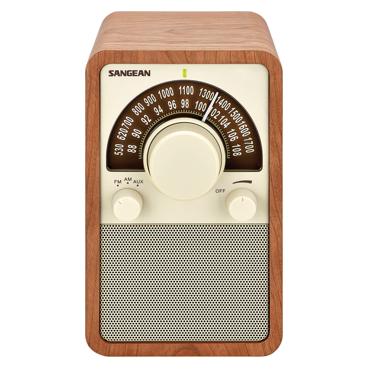 Sangean WR-15 Tabletop Retro Wooden Cabinet AM/FM Analog Radio Receiver, Walnut