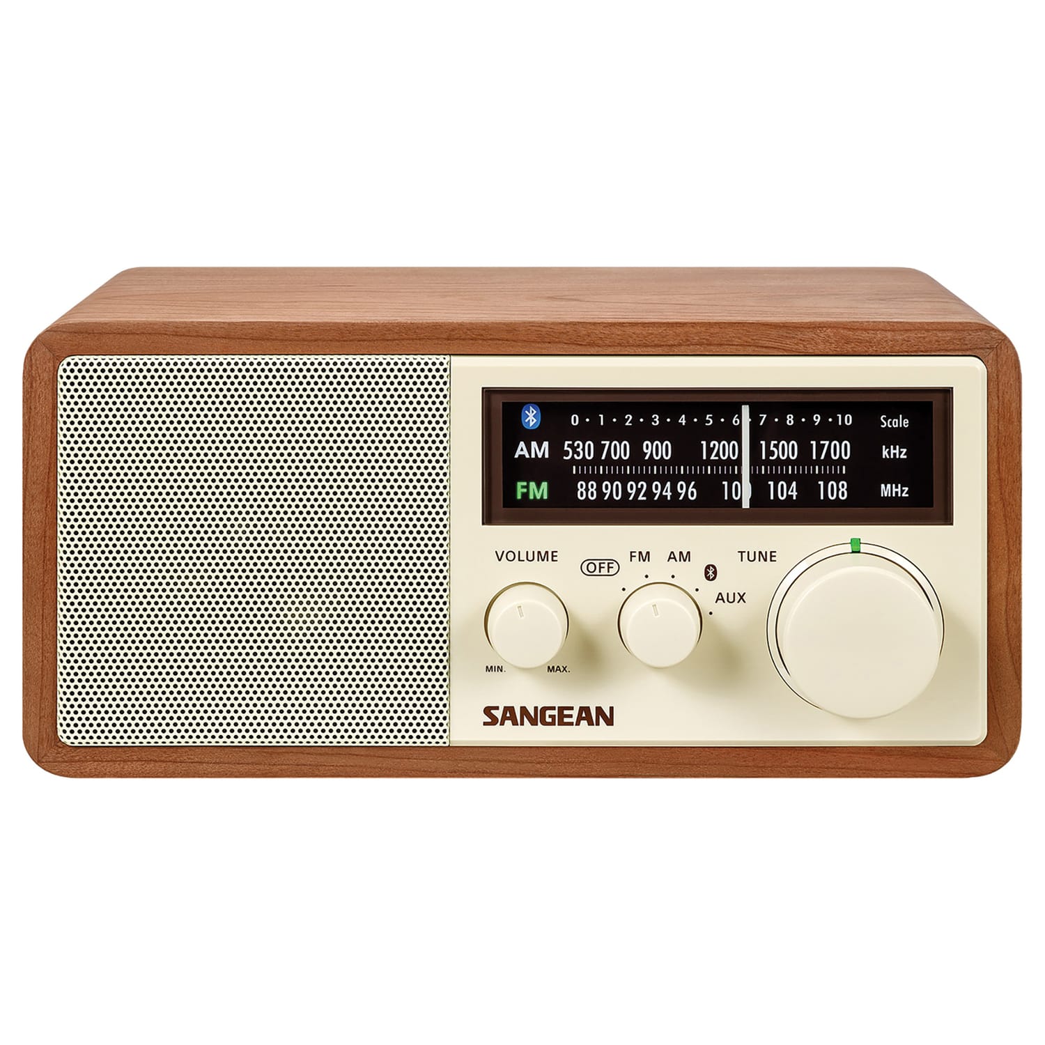 Sangean Bluetooth Tabletop Retro Wooden-Cabinet AM/FM/Aux Radio Receiver, WR-16