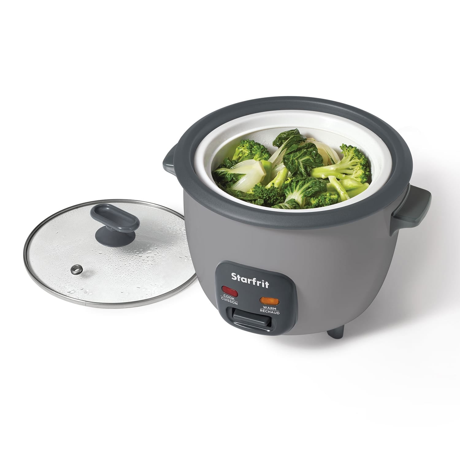 Starfrit 10-Cup 400-Watt Electric Rice Cooker with Non-Stick, PFAS-Free Ceramic Pot, Gray
