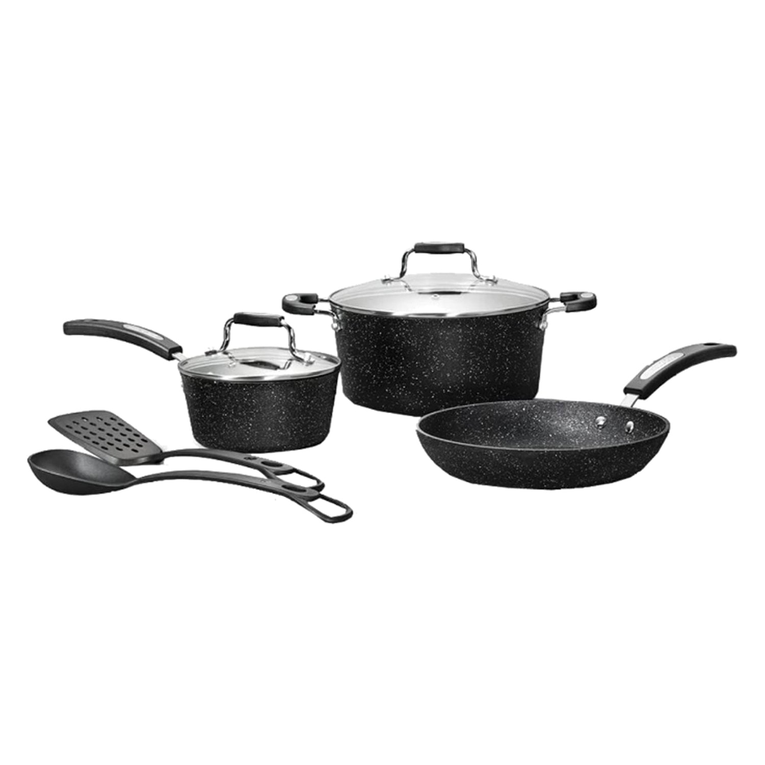 THE ROCK by Starfrit 7-Piece Cookware Set w/Bakelite Handles, Black
