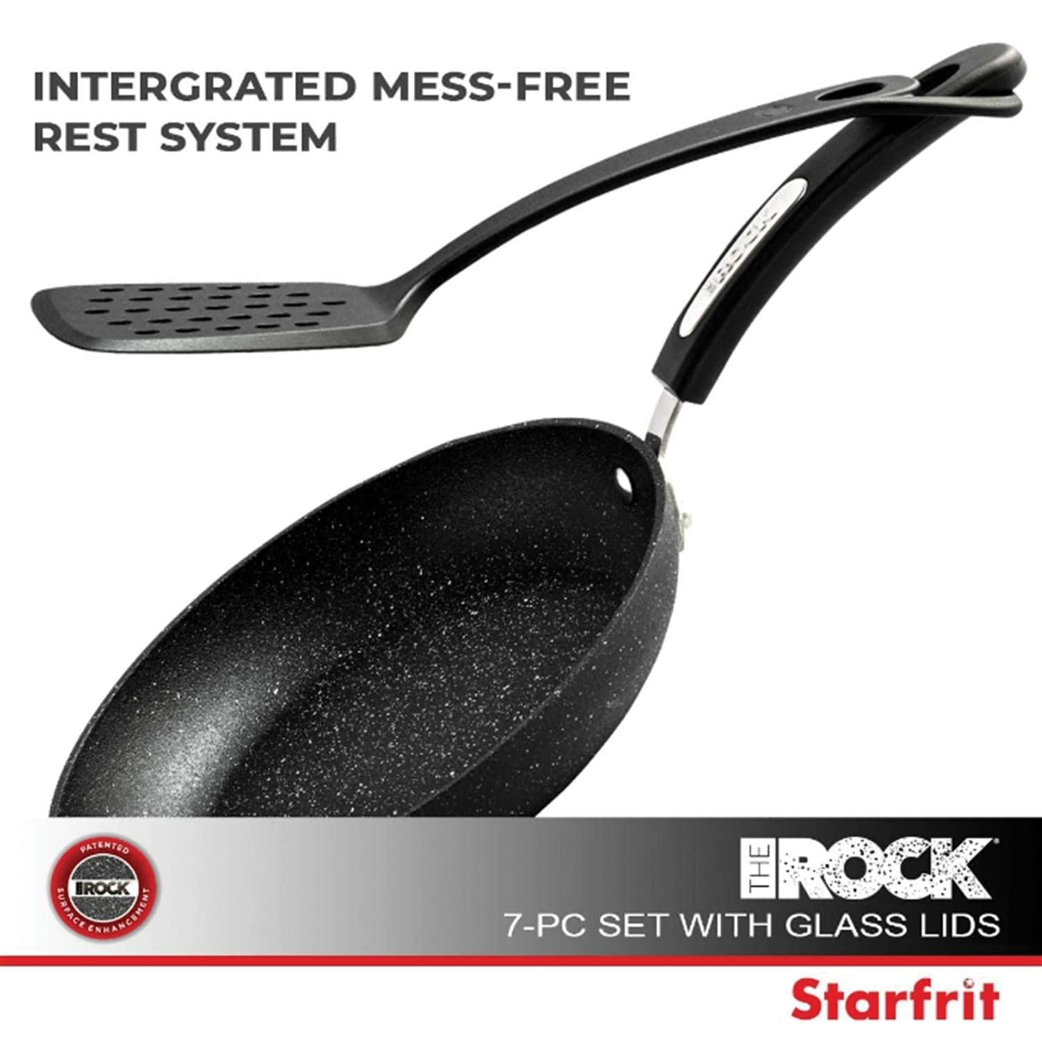 THE ROCK by Starfrit 7-Piece Cookware Set w/Bakelite Handles, Black
