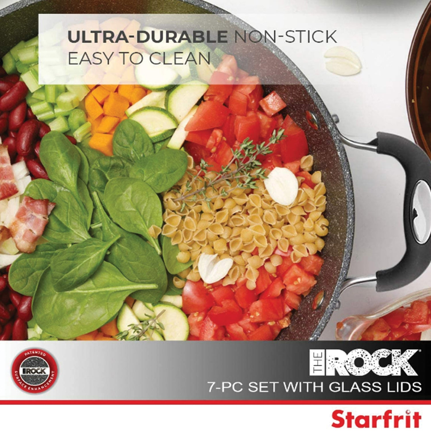 THE ROCK by Starfrit 7-Piece Cookware Set w/Bakelite Handles, Black