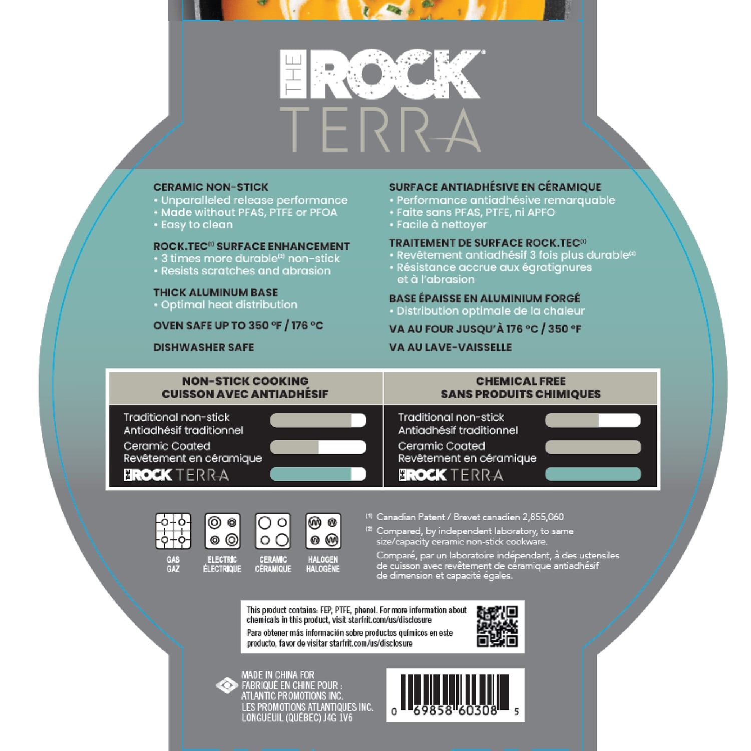 THE ROCK by Starfrit Terra Black Marble Non-Stick Saucepan with Bakelite Handle, 2 Qt.