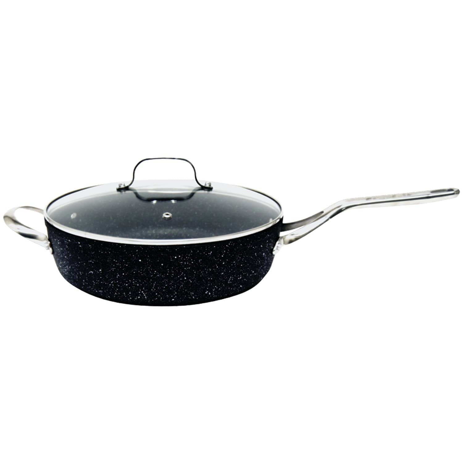 THE ROCK by Starfrit 11", 4.7-Quart Deep Sauté Pan with Glass Lid & Stainless Steel Handles